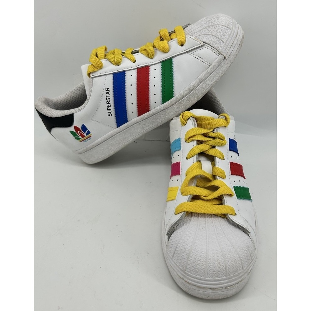 Adidas Superstars Colorful TrefoilSneakers White Multicolored Stripes Women's 4‎